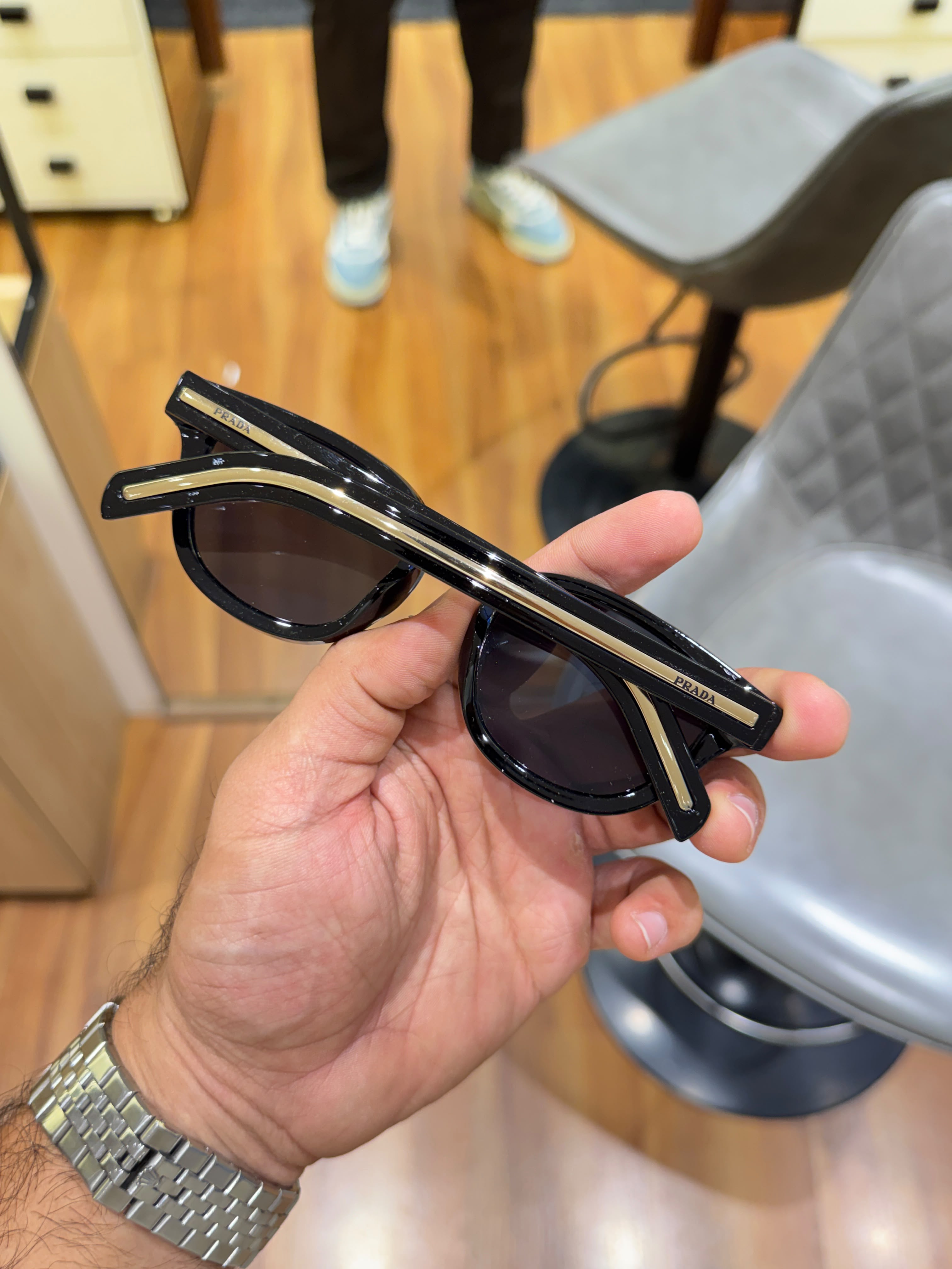 Prada gold-toned metal Men Sunglasses