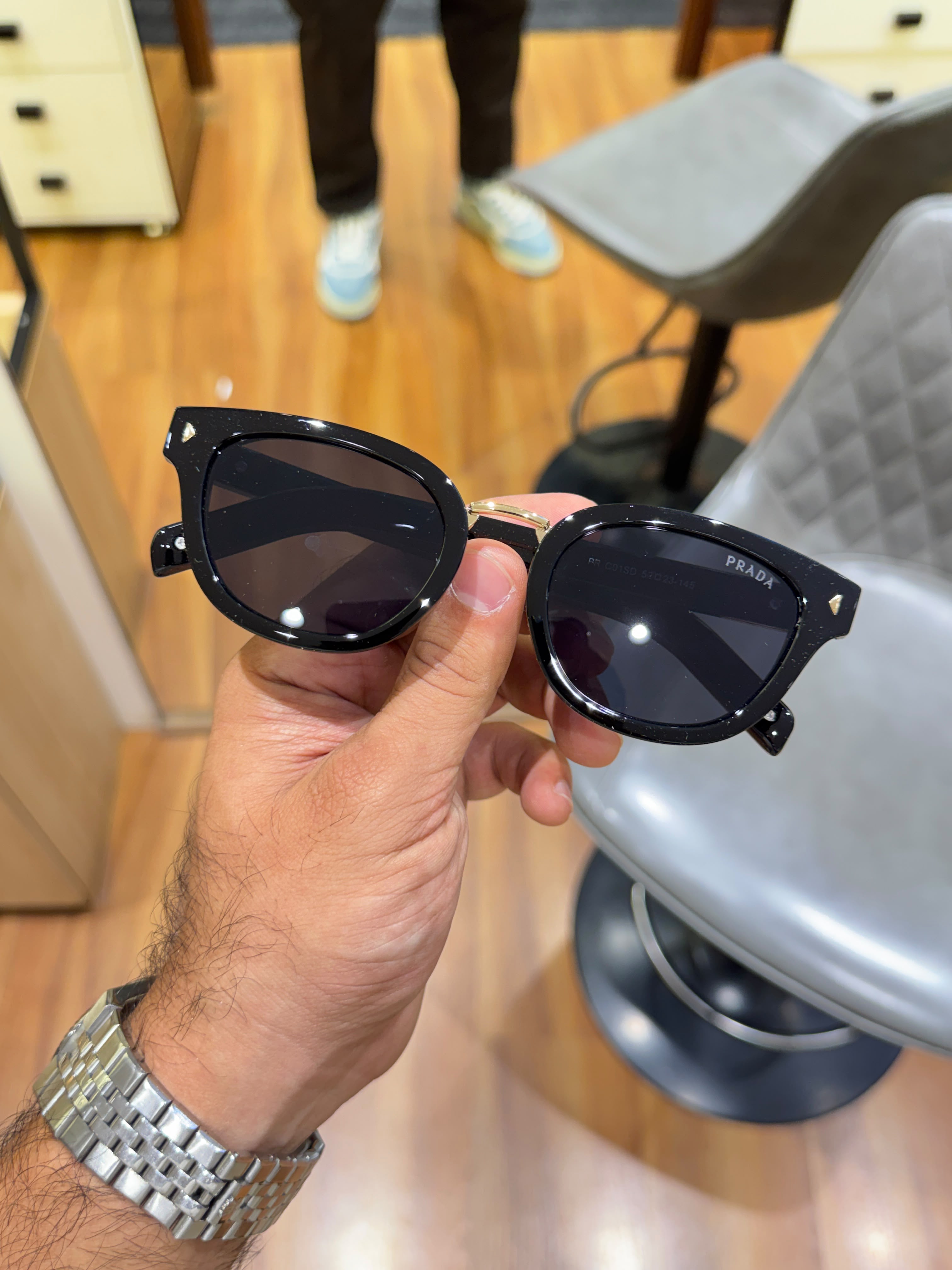 Prada gold-toned metal Men Sunglasses