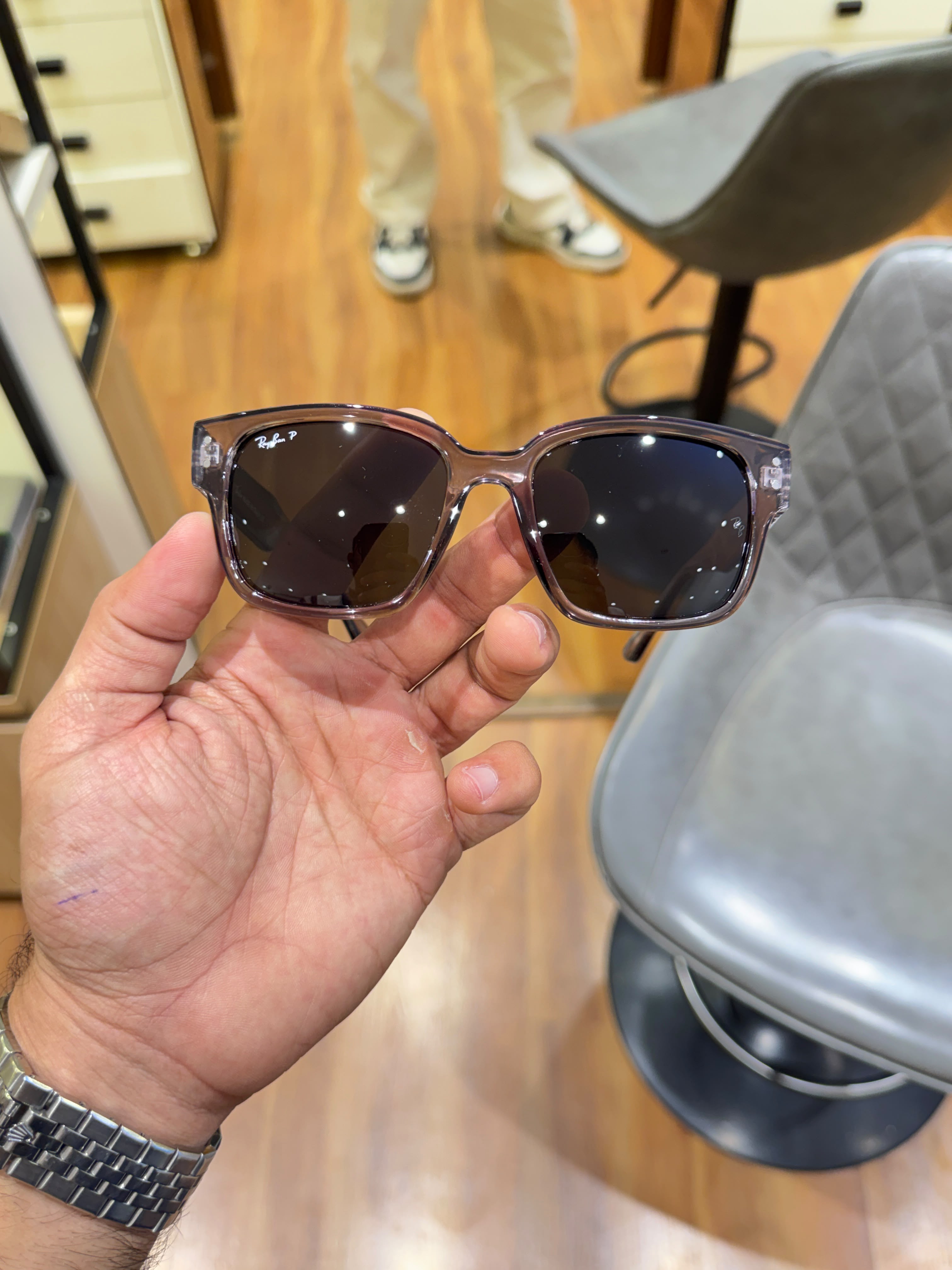 Ray-Ban square brownish-grey acetate frame Men sunglasses
