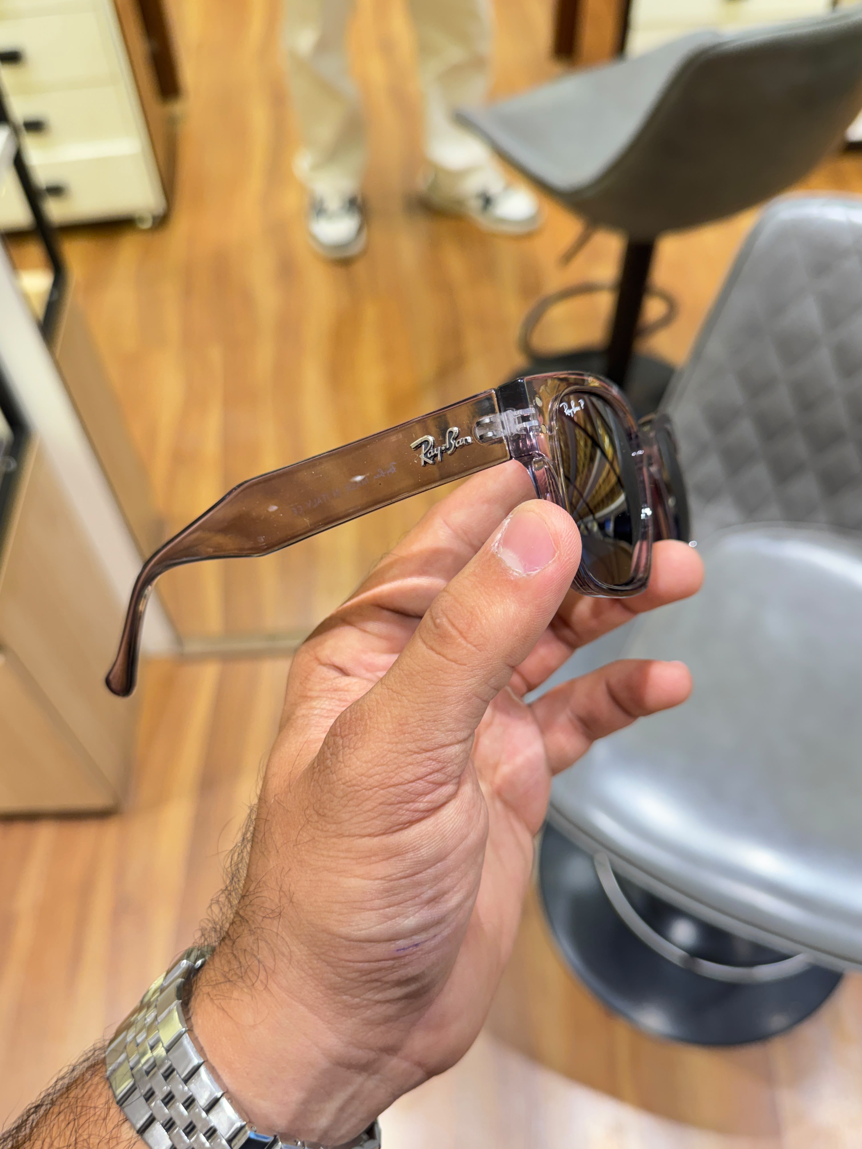 Ray-Ban square brownish-grey acetate frame Men sunglasses