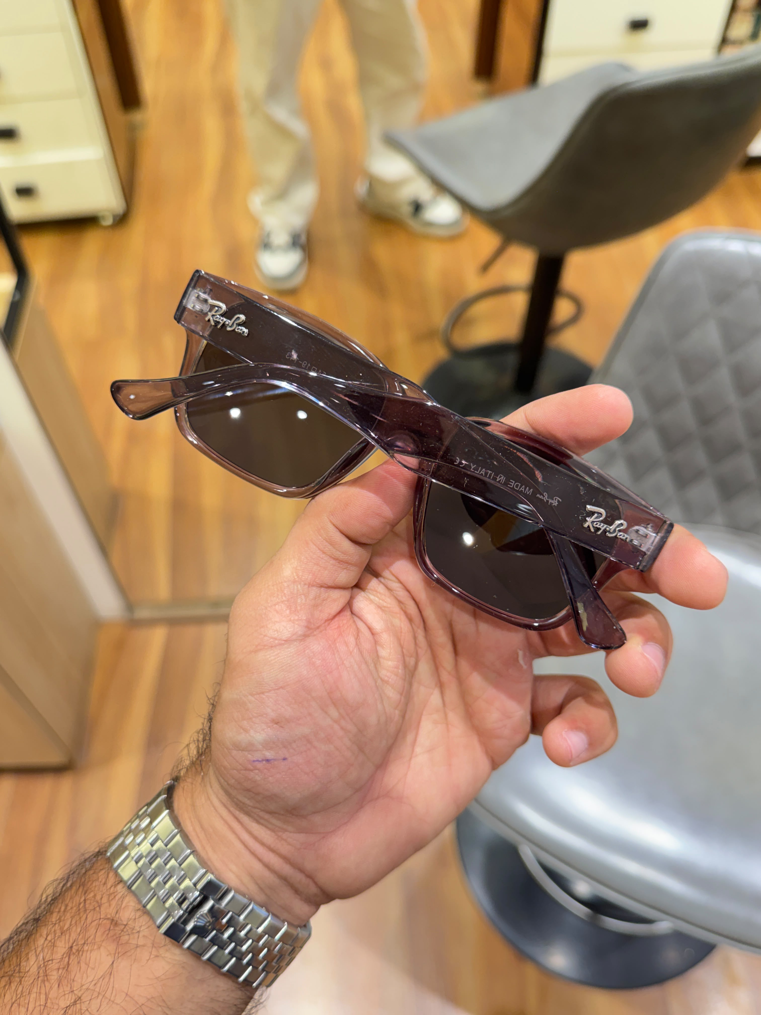 Ray-Ban square brownish-grey acetate frame Men sunglasses