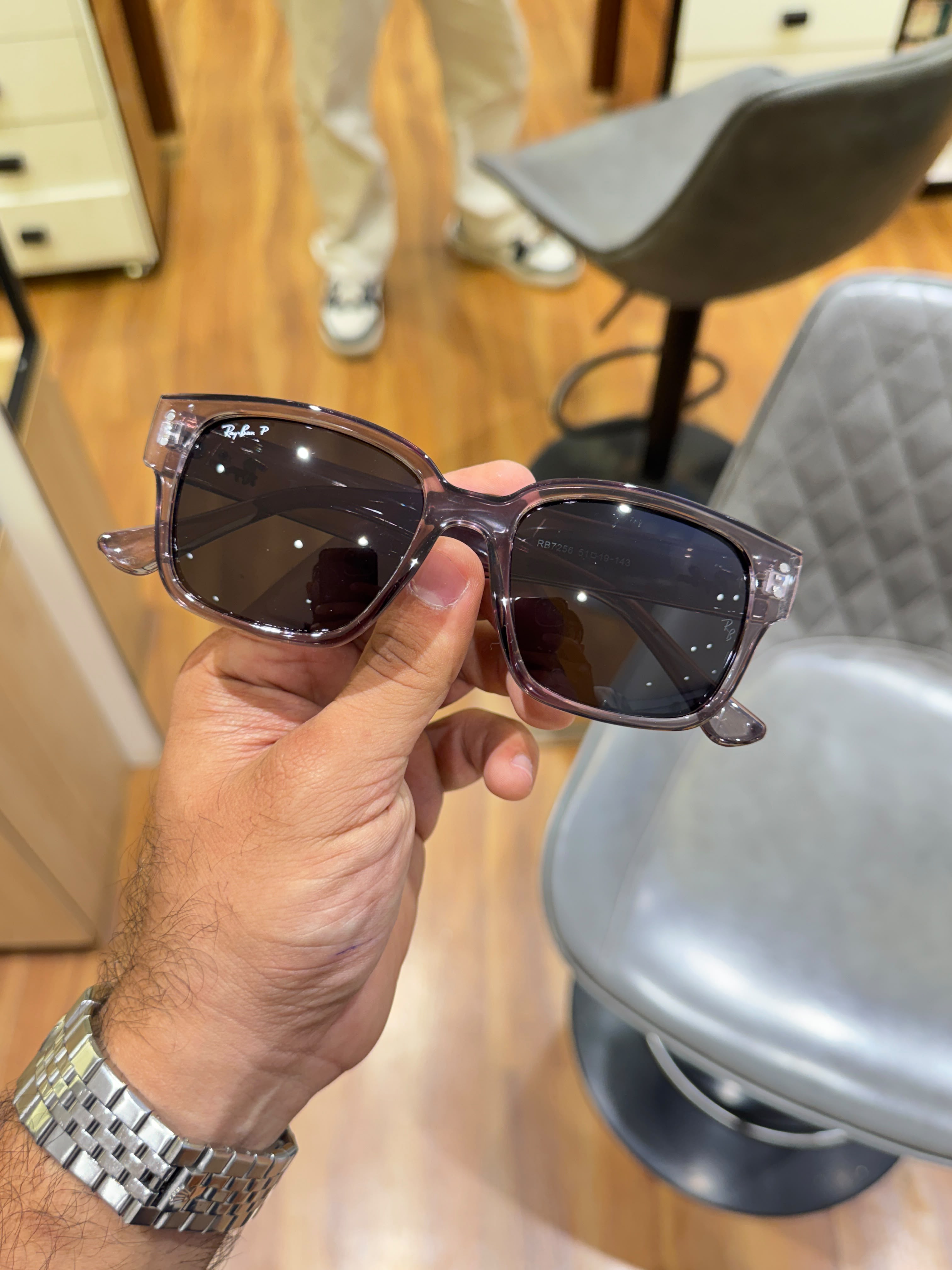 Ray-Ban square brownish-grey acetate frame Men sunglasses